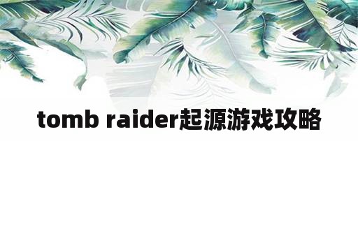 tomb raider起源游戏攻略